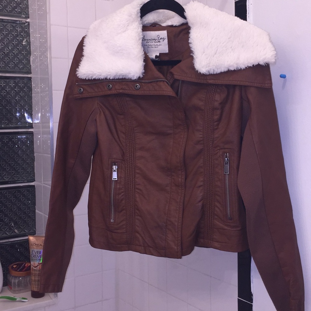 Brown Faux Leather Jacket
